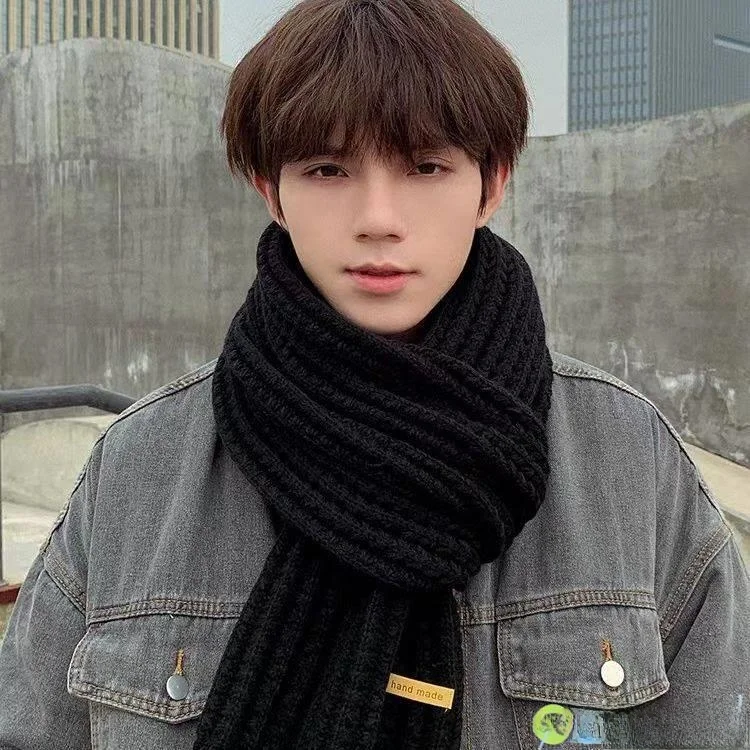 

Вязаный шерстяной шарф для мужчин, модный, теплый, осенне-зимний, высококачественный, для парня, студента, пары, аксессуар