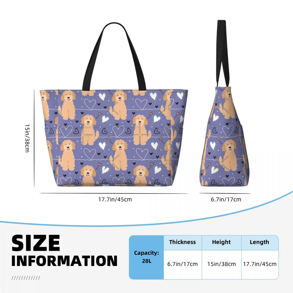 LOVE Apricot Blonde Goldendoodle Dog Beach Travel Bag, Tote Bag Customizable Shopping Gifts Shoulder Bag Multi-Style Pattern