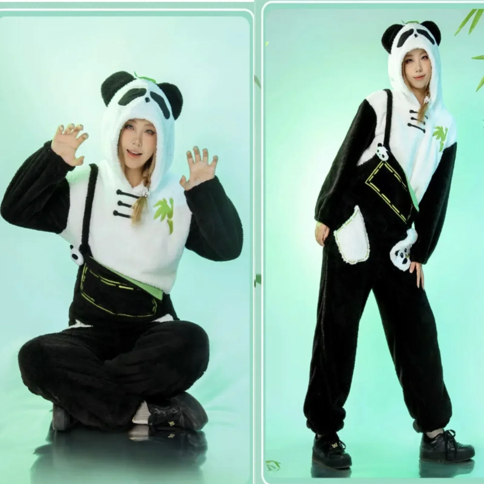 Seiya Rafayel بيجامة من القطيفة زي الباندا زي حفلة عيد الميلاد للنساء والرجال أزياء الحب والمساحة العميقة التأثيرية 2025 الساخن