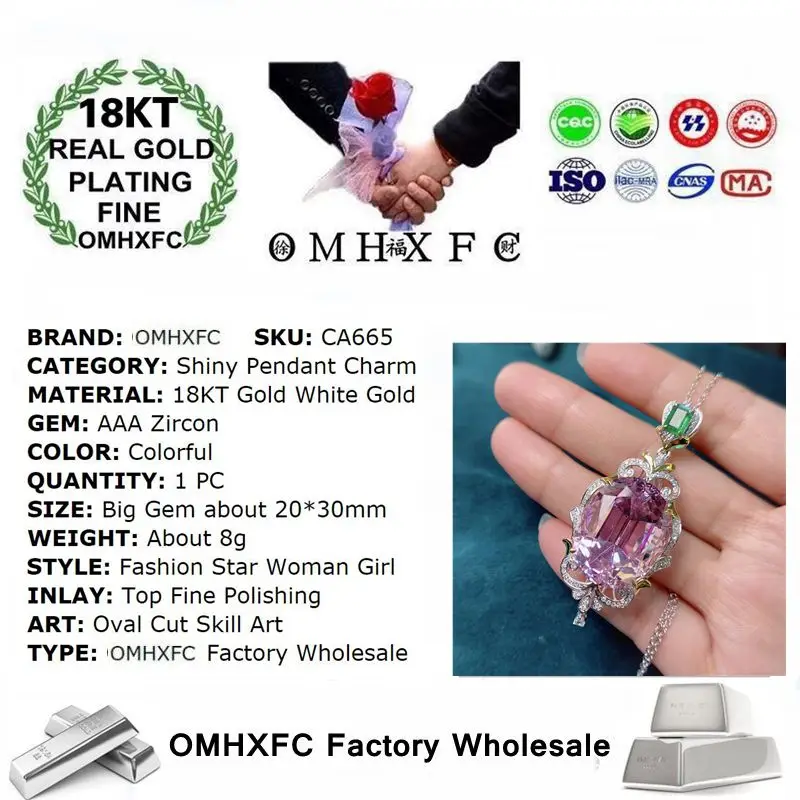  Wholesale CA665 European Fashion Woman Party Birthday Wedding Gift Shiny AAAZircon 18KT White Gold Pendant Charm NO CHAIN