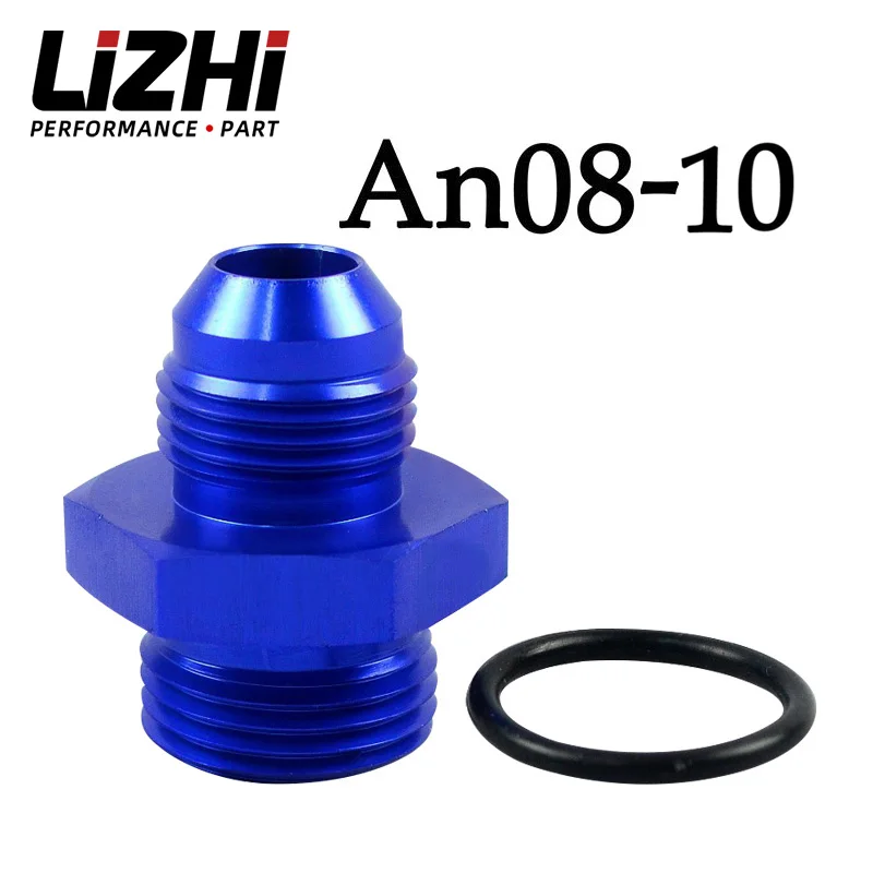 LIZHI RACING - AN8-8AN MALE to Straight Cut Male AN10-10AN Fittings Adaptor w/O-Ring LZ-SL920-08-10-011