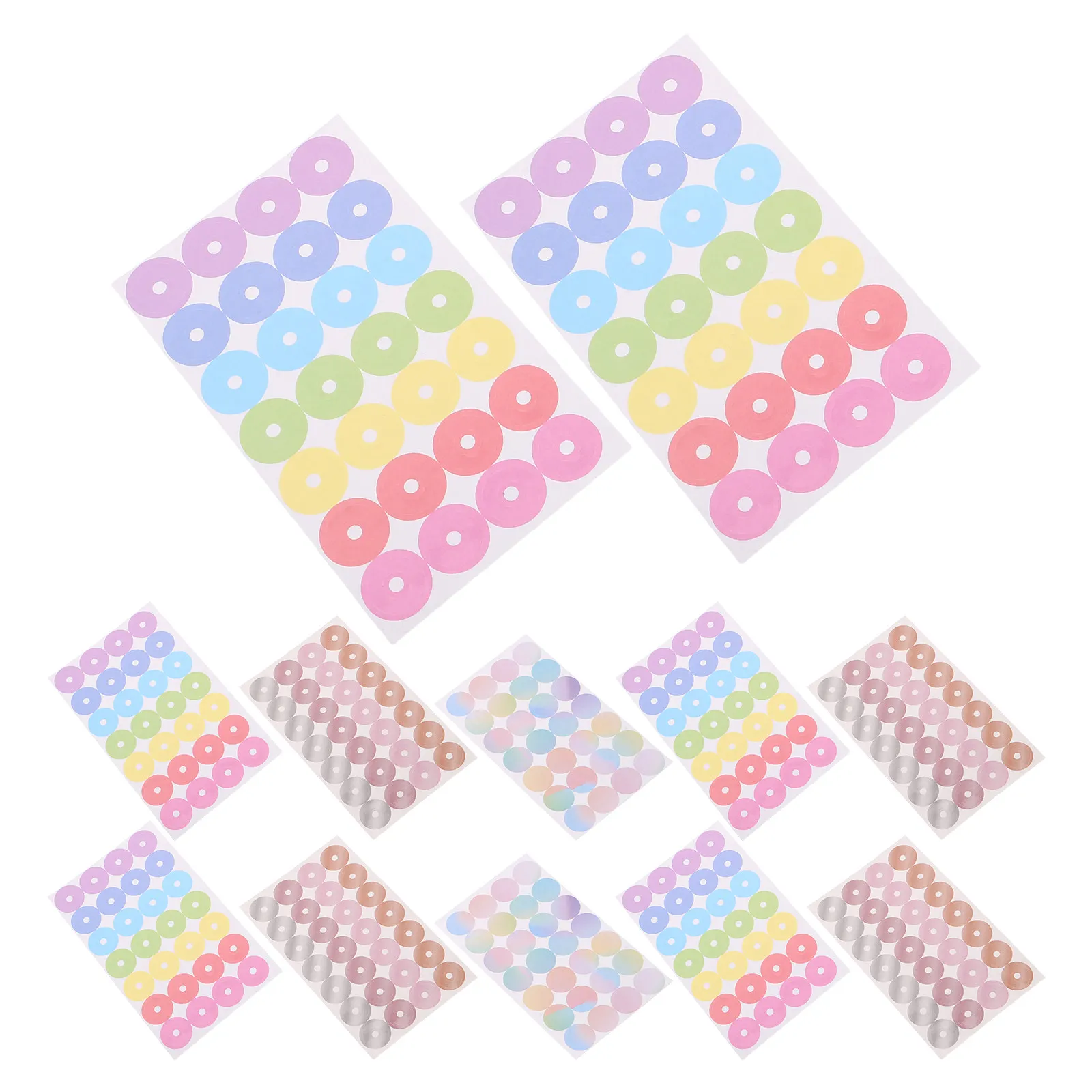 

24 Sheets Hole Punch Reinforcement Stickers 68x11.6mm Clean Removal Adhesive Circles for Loose Leaf Punched Paper Files