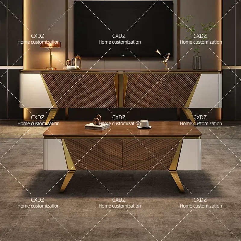 Solid Wood TV Cabinet Modern Simple Living Room Storage Locker Floor Cabinet Audio Visual Cabinet for Villa Home Furniture