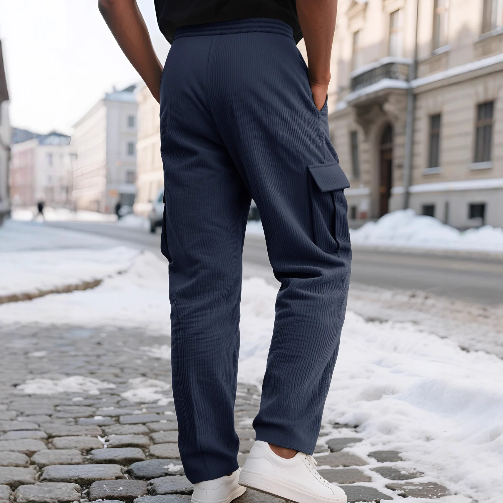 New Multi-bag Jogging Pants Autumn Sports Corduroy Men's Casual Pants Men