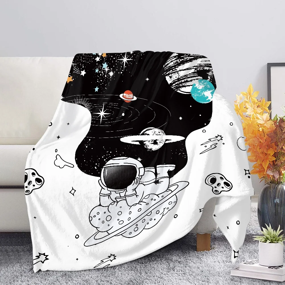 Home Fleece Blanket for Men Winter Travel Warm   Sofa Couch Bedroom Comtable Flannel Throw s Cartoon Planet