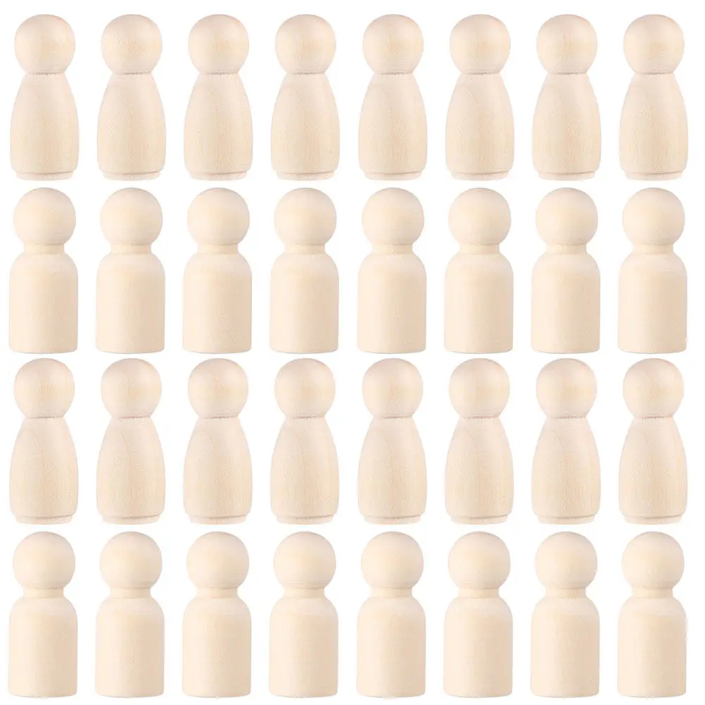 50Pcs Blank Wooden Peg DIY Unfinished Craft Kits for Painting Drawing Decorating Creative Art Projects Home Party Decor