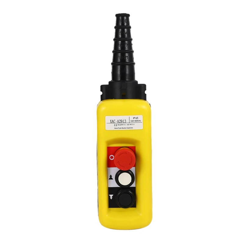 Lift Control Pendant XAC-A2913 Waterproof Handheld Pushbutton Switch With Electric Hoist Handle, 2 Buttons With Two Speed And Em