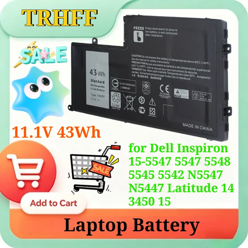 

11.1V 43Wh TRHFF P39F P49G Laptop Battery for Dell Inspiron 15-5547 5547 5548 5545 5542 N5547 N5447 Latitude 14 3450 15