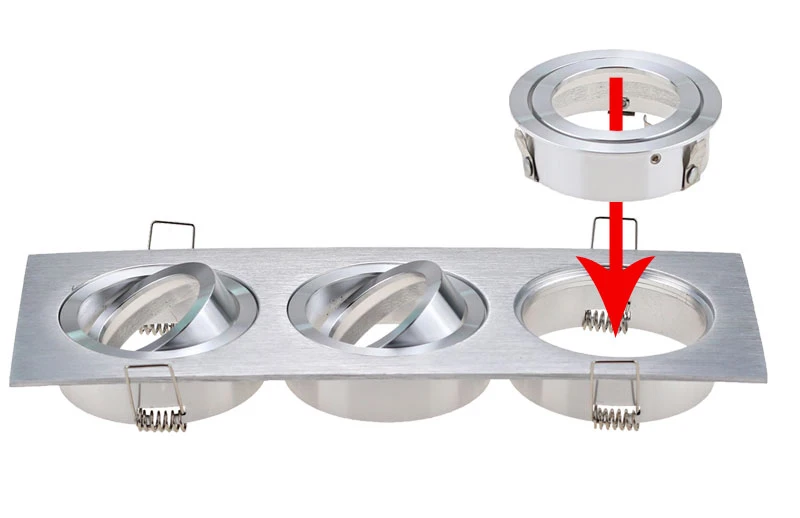 Einbau quadratisches Silber Down light LED-Scheinwerfer gehäuse gu10 gu5.3 mr16 LED-Module Aluminium rahmen