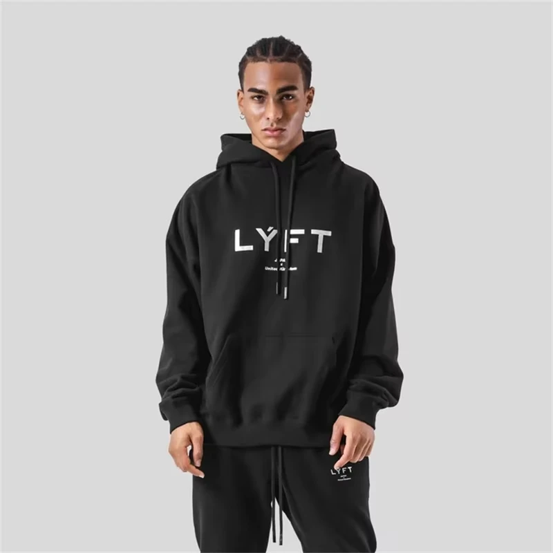 LYFT Classical LOGO Men Hoodies Winter Fleece Warm Mens Sweatshirt Fashion Streetwear Casual Men\'s Loose Pullovers Brand Hoody