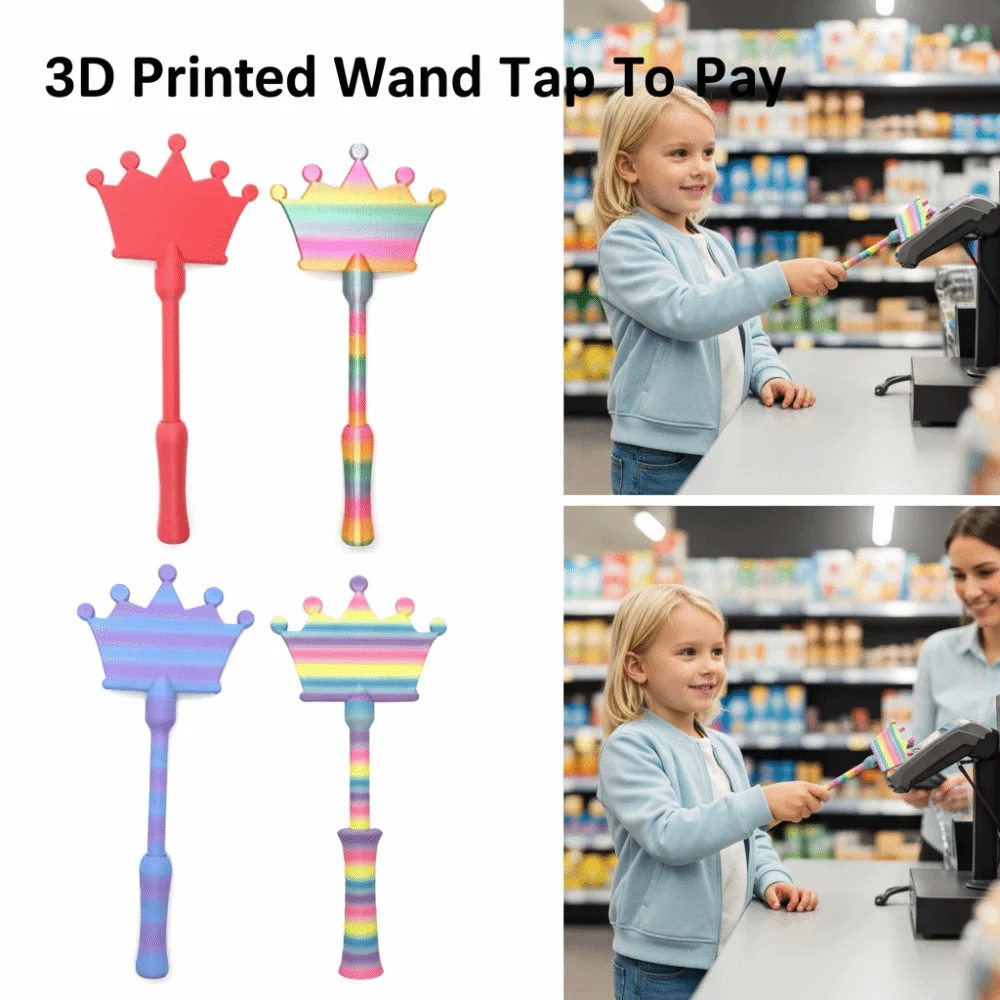 Creative 3D Print Wand Tap To Pay Crown Design Portable Contactless Payment Sleeve Funny Cute Magic Wand Holder Payment Tools