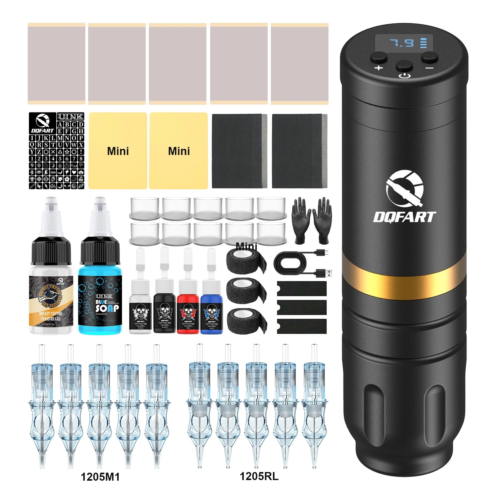 

DQFART Wireless Tattoo Machine 10500rmp Tattoo Pen 1500mAh Extra-long Battery Life Tattoo Kit for Body Artist Tattoo Supplies