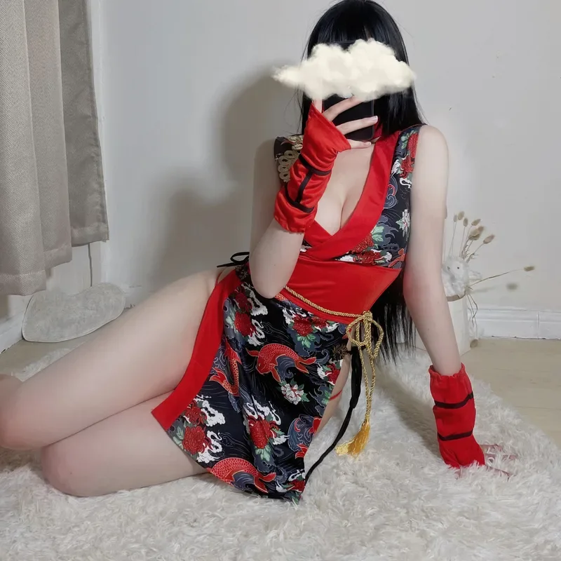 Set cosplay uniforme kimono giapponese Costume da passione Costume kimono di ruolo di lingerie sexy affascinante