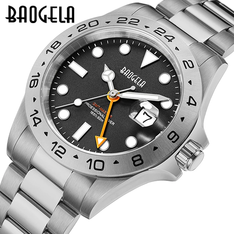 BAOGELA New Men Luxury Watch 304 Stainless Steel Luminous Dial 50M Diving Fashion Couples Sport Watch Swiss Movement Wristwatch