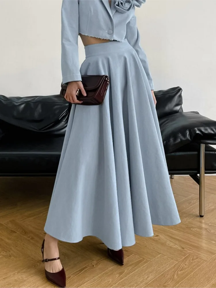 MsChuh Autumn Women's Clothing Long Skirts Solid Color Loose Comfortable Temperament Commuting Simple Style All-match Casual