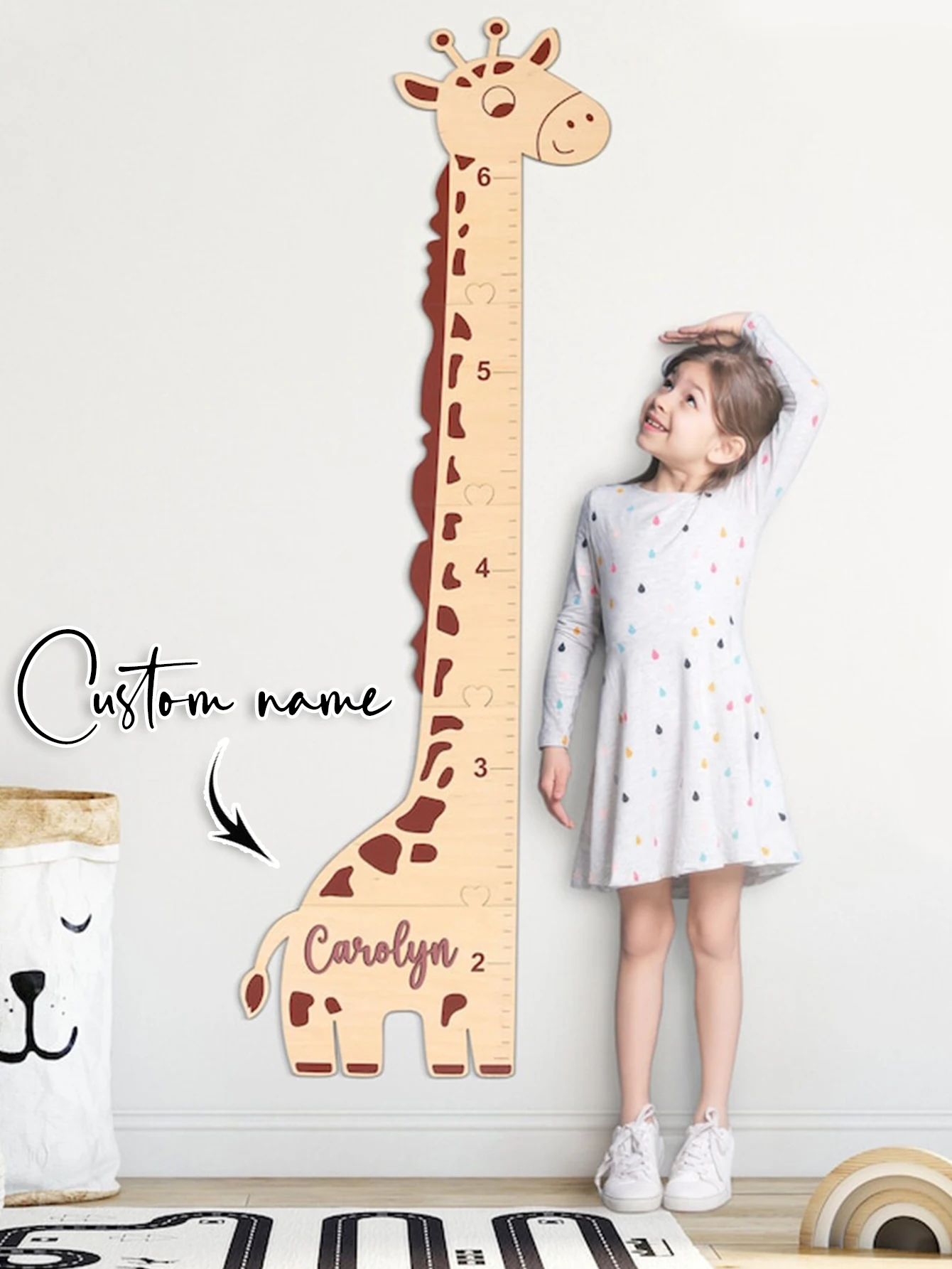 Custom Name Giraffe Wooden Height Chart Kids Growth Ruler Wall Hanging Measure Chart Nursery Decor Newborn Baby Shower Memory Gi