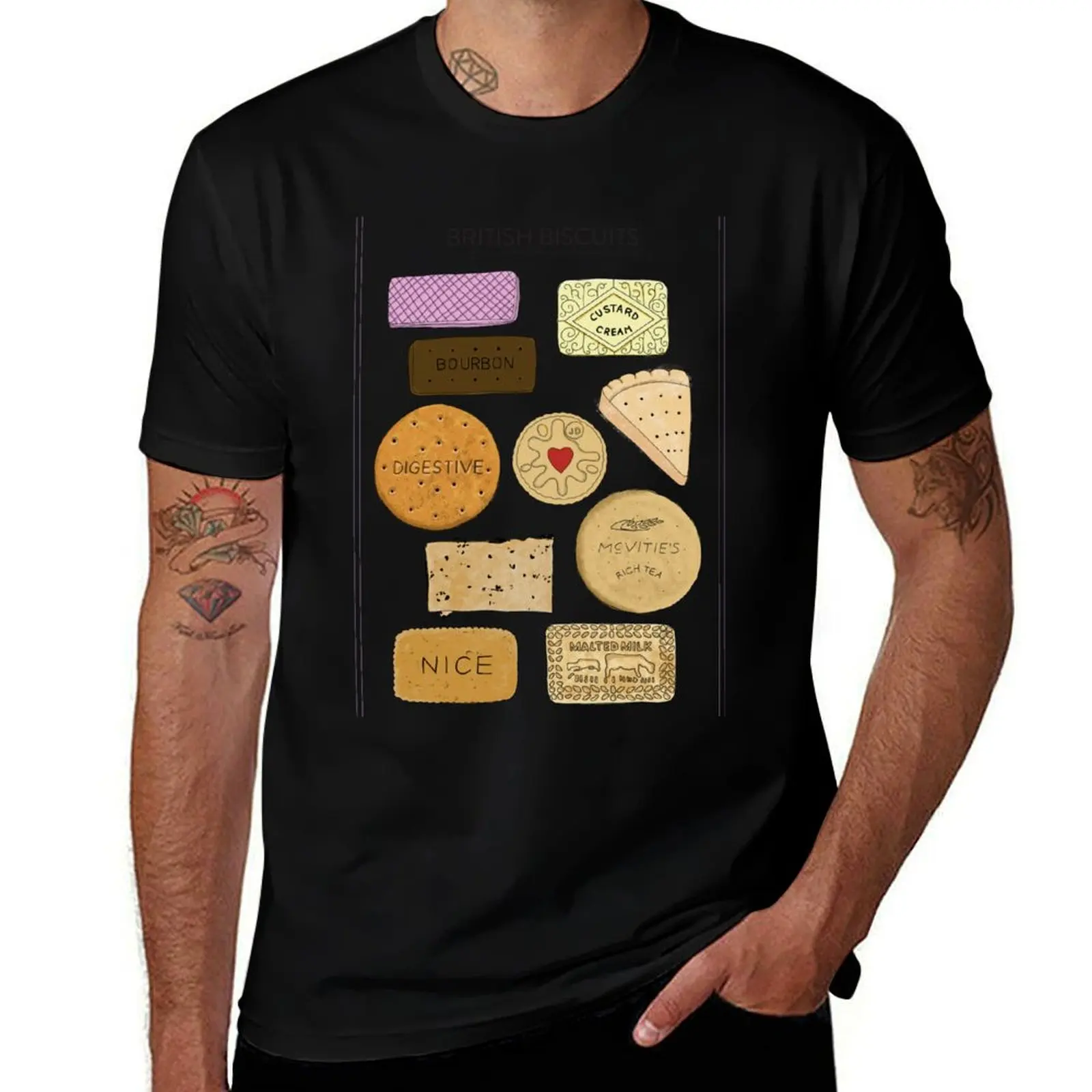 

British Biscuits white T-Shirt cheap stuff plus size clothes Blouse clothing for men
