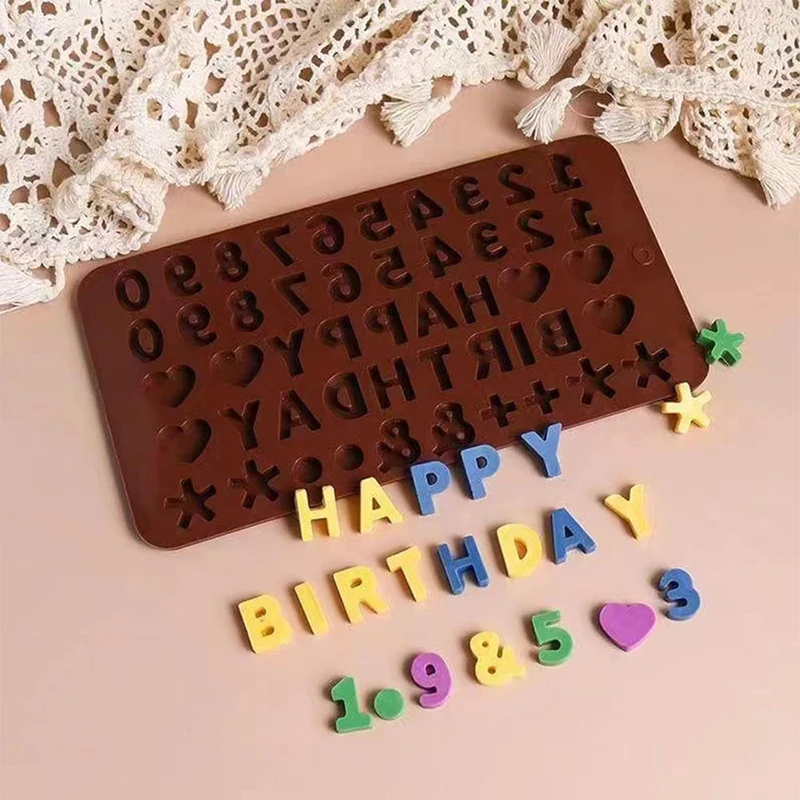 New Silicone Letter & Number Chocolate Molds Set Alphabets & Numbers Baking Tools with Happy Birthday Cake Decors Fondant Molds view 4