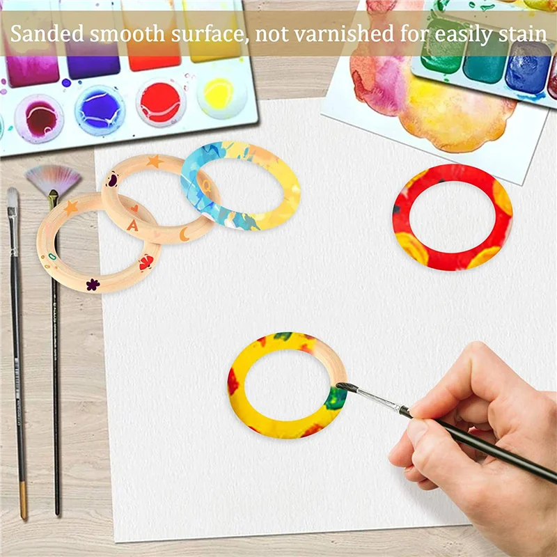 

AT29-90 шт. 70 мм деревянные кольца, деревянные кольца для поделок своими руками, вешалка для растений макраме, украшения и изготовление ювелирных изделий