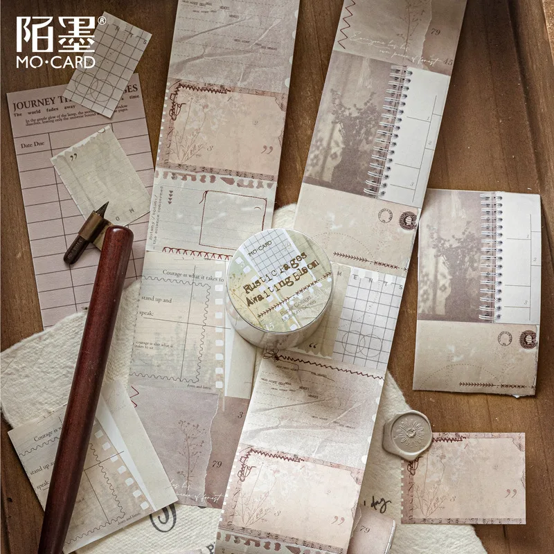 1roll 50mmx200cm Aged Vintage Manuscript Collage Tape, Retro Calligraphy & Note Pattern for Scrapbook Layout