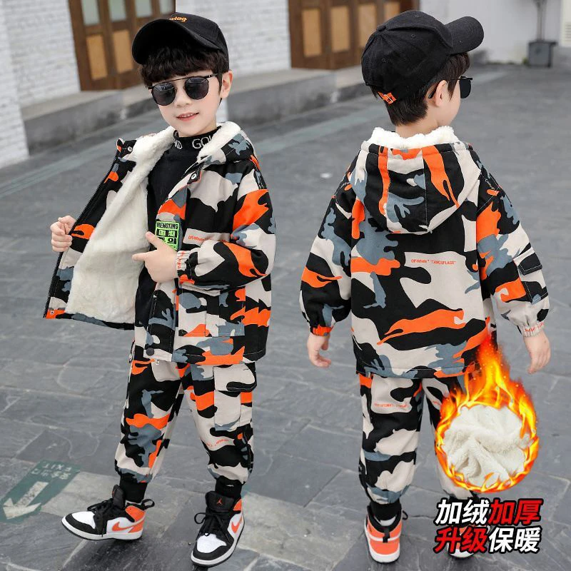 معطف الشتاء الدافئ للبنين والبنات مجموعات الأطفال سترات البدلة ملابس الطفل سترات السراويل 2 قطعة/المجموعة القطن الملابس الدافئة طفل #5