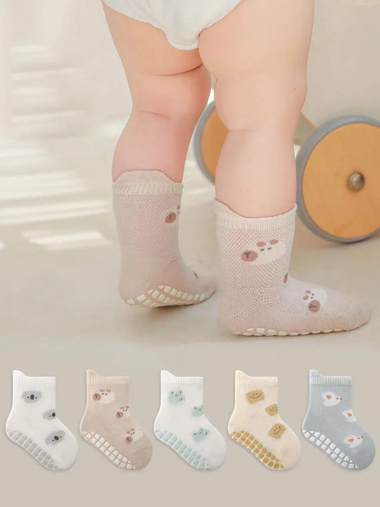 5Pairs/Lot Baby Socks Cartoon Anti Slip Kids Floor Socks 2024 Summer Cute Infant Socks Indoor Cotton Non-slip Toddler Socks