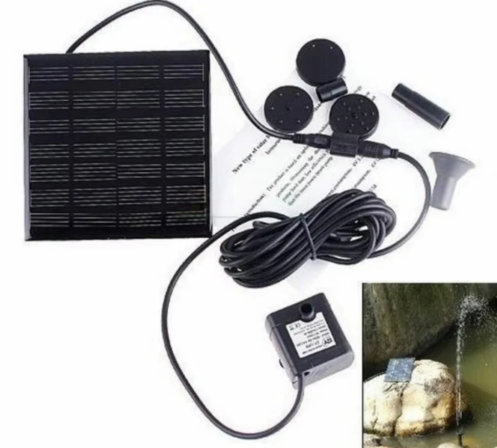 1.2W Mini Solar Fountain Pump Kit, Solar Panel Powered Water Pump Portable Outdoor Fountain for Garden Pool Bird Bath