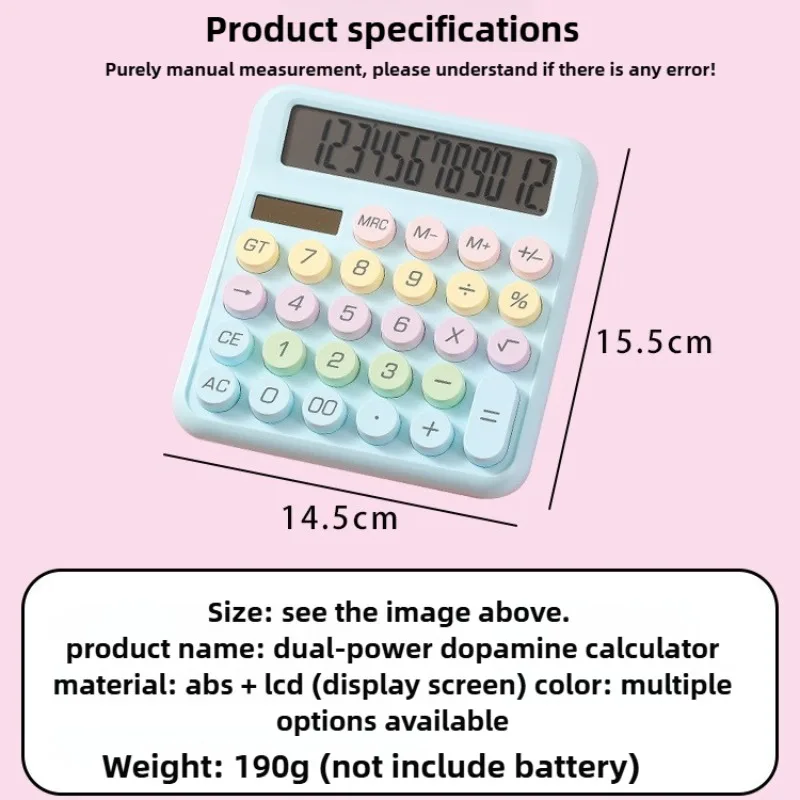 آلة حاسبة سطح المكتب، خيارات متعددة الألوان بلون الحلوى، شاشة كبيرة مكونة من 12 رقمًا، أدوات مكتبية للطلاب، مستلزمات المدارس #5