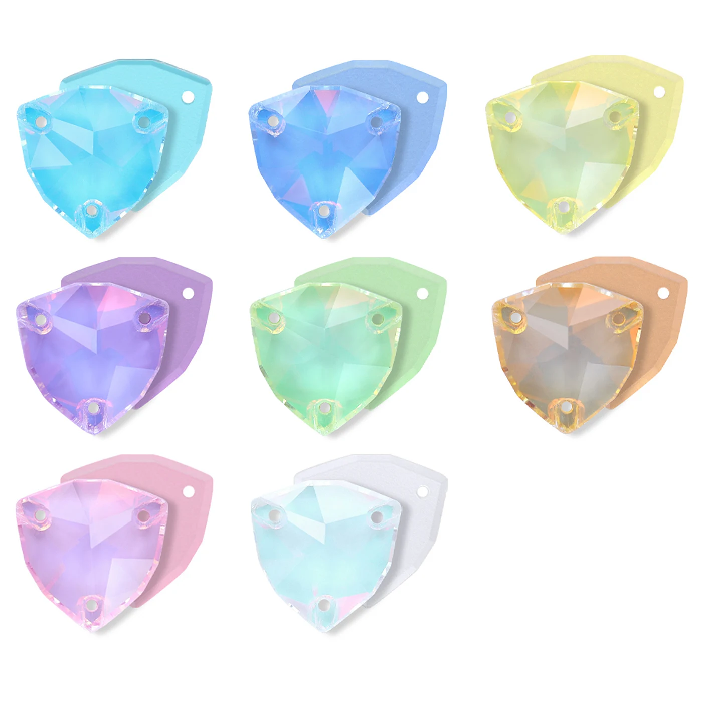 Fat Triangle Shaped Macaron color Glass Sewing Rhinestones Mocha Series Flatbase Sewn Crytsal Gems For Garment DIY Decoration