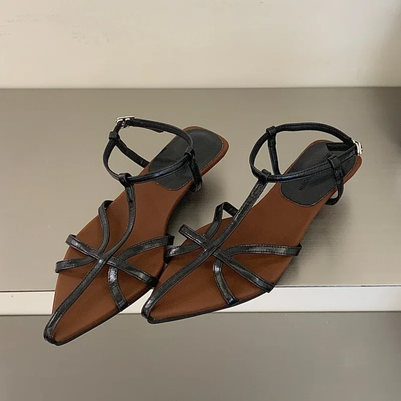 Bailamos Women\'s Gladiator Sandals Roman Literary Style Hollow Female Beach Shoes Retro Sandals Hollow Wrap Buckle Dress Shoes M