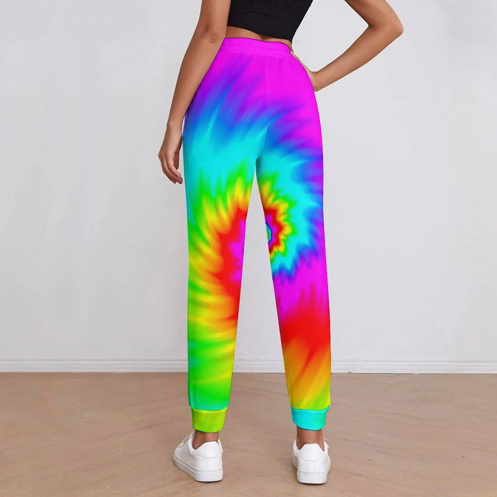 Tie Dye Twist Baggy Pants Rainbow Print Retro Oversize Joggers Autumn Womens Printed Streetwear Trousers