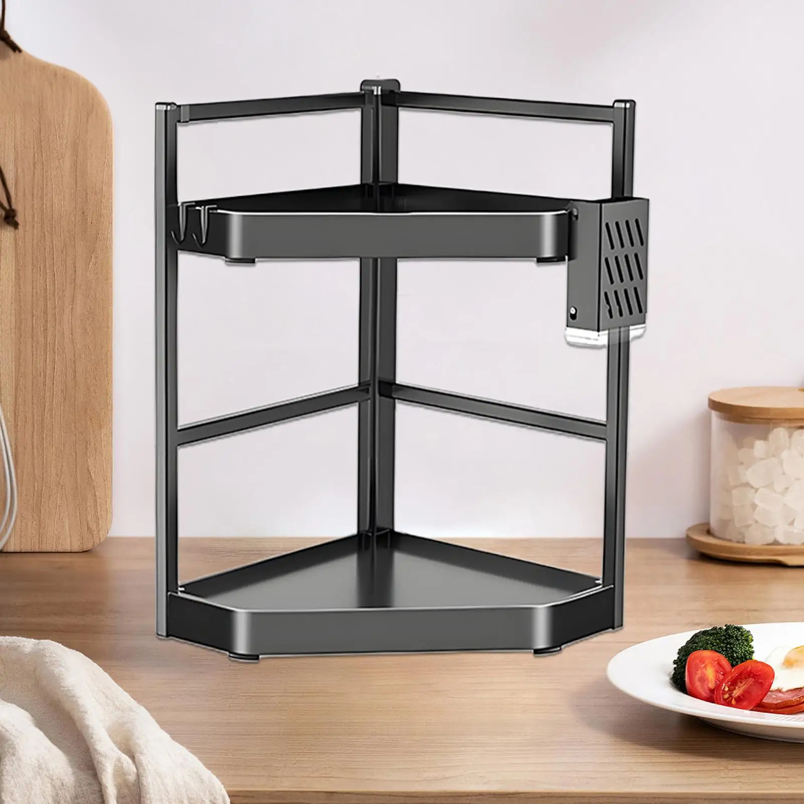 

Угловой органайзер для кухонных полок и стеллажей, 2-уровневый, устойчивый, для столешницы, ванной комнаты, косметики, простой в использовании