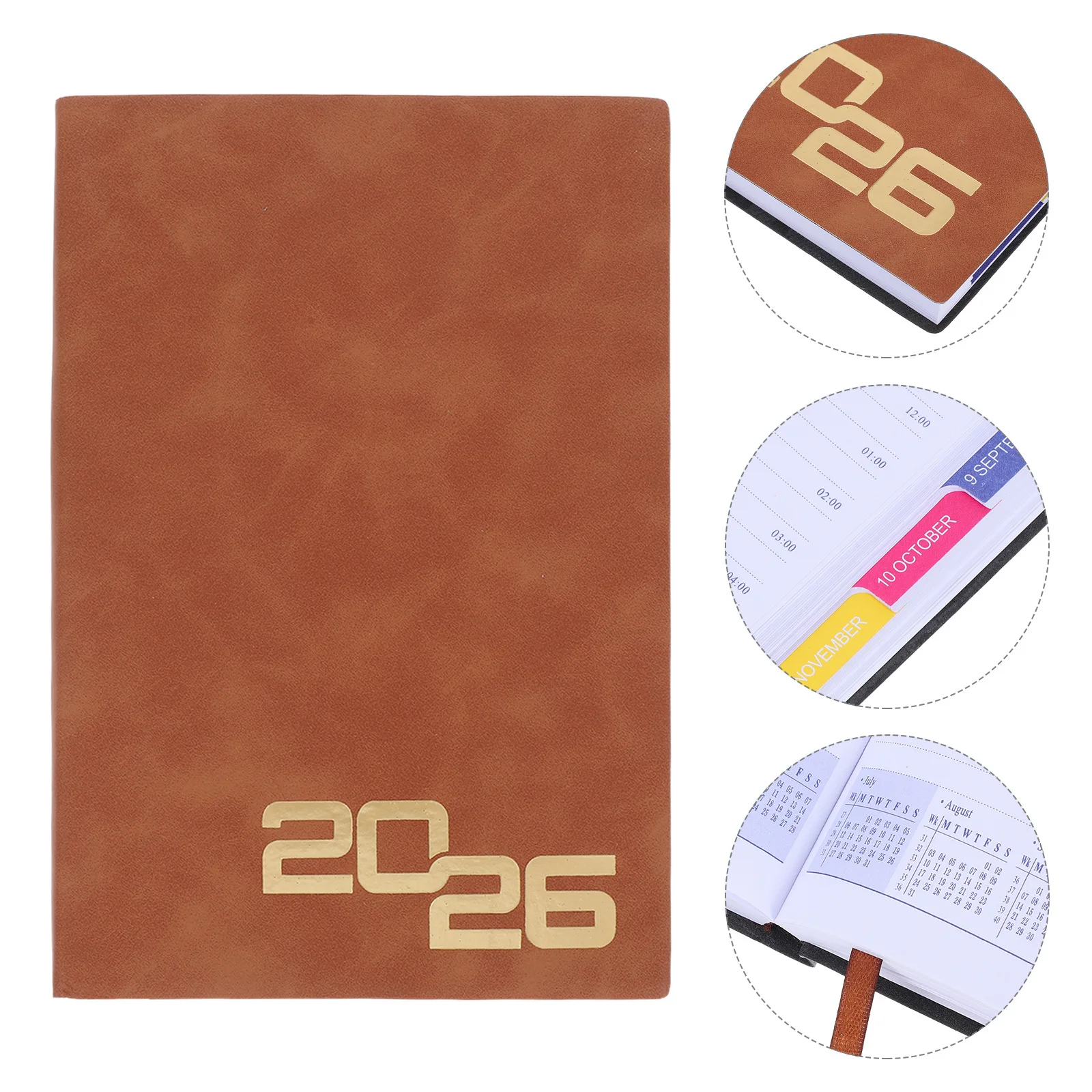 

2026 Daily Planner A5 Journal Faux Cover Portable Work School Office Schedule Organizer Weekly Monthly Planner Thick