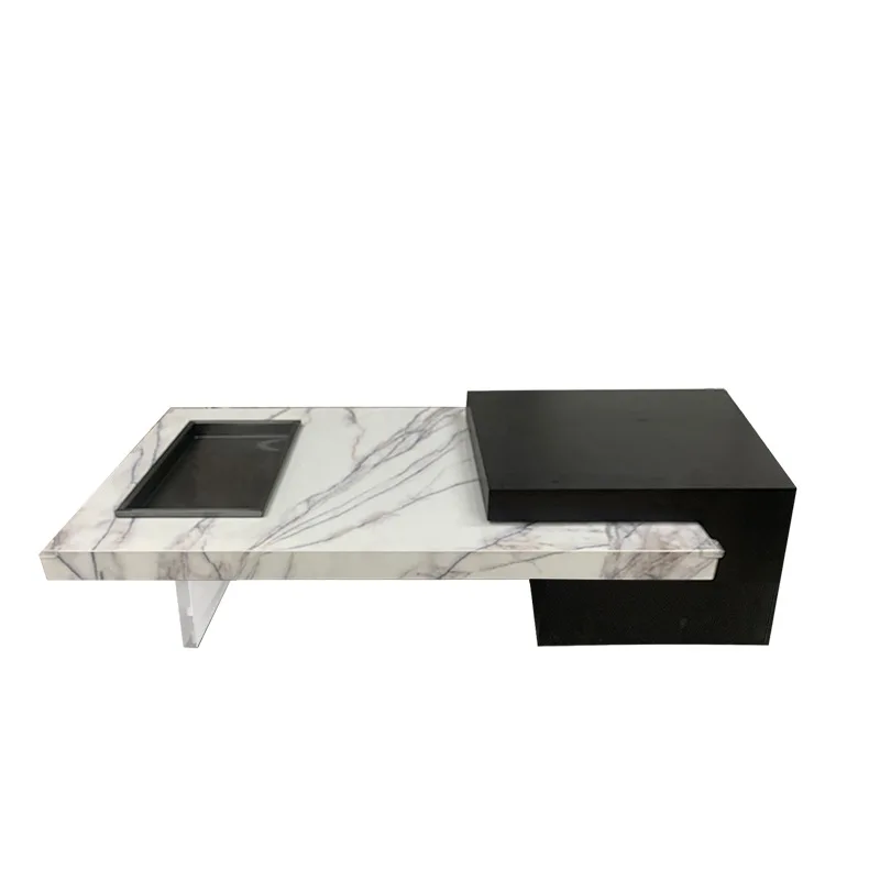 

light luxury high end rock slab coffee table, household, small apartment, living room, high end solid wood coffee table