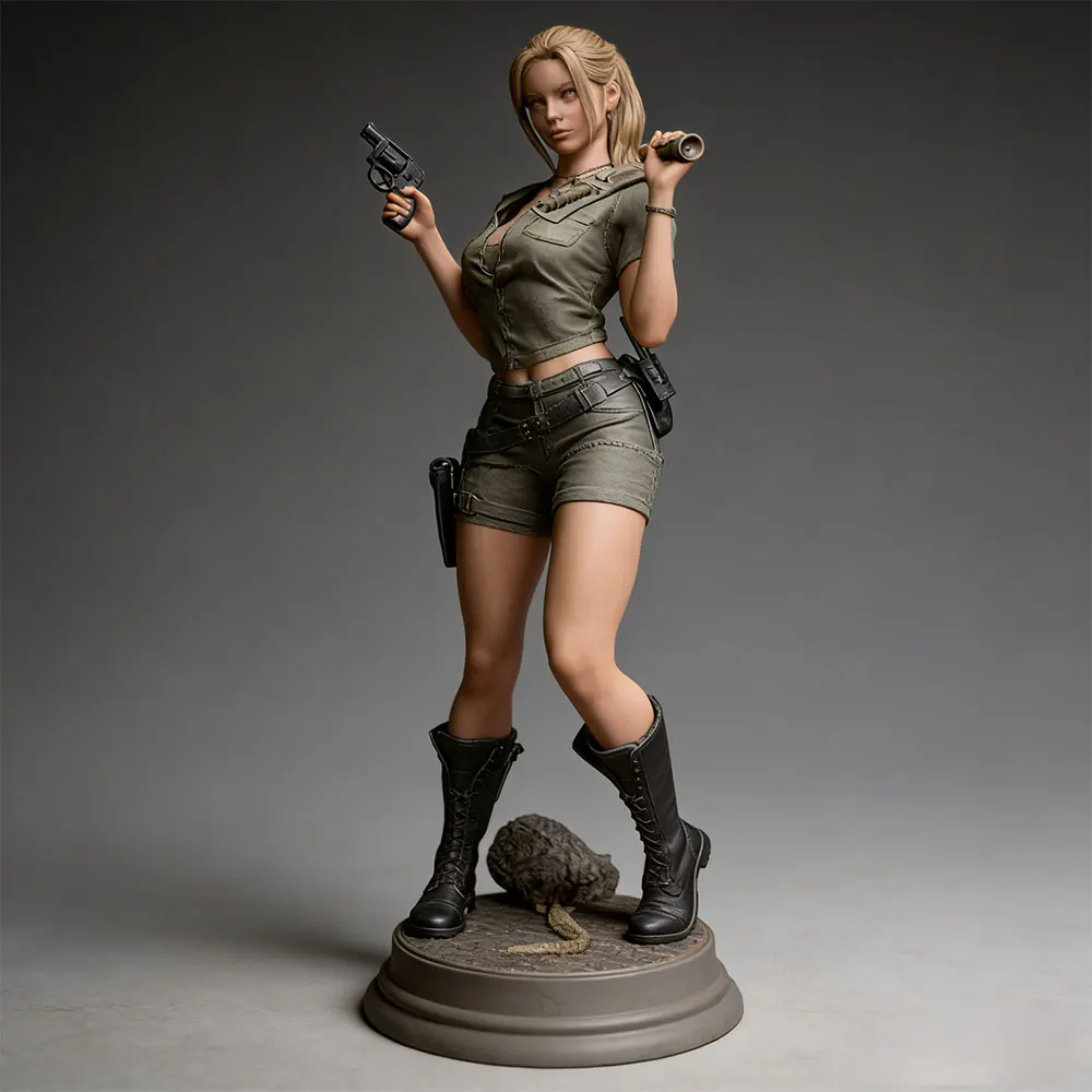 1/24 Sexy Female Warrior Desktop Decoration Miniature Resin Figure Model, Size 75mm, Unpainted Style, Requires Hand Painting, Perfect for Role-Playing Games and Collecting.