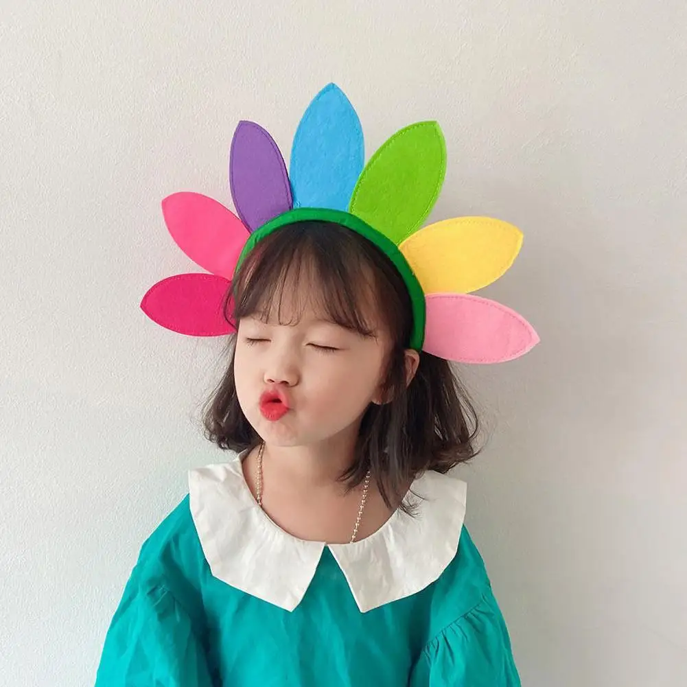 Colorful Sun Flower Headband Elastic Design Kids Hair Hoop Temperament Highlighting Party Headwear Hair Accessories For Party