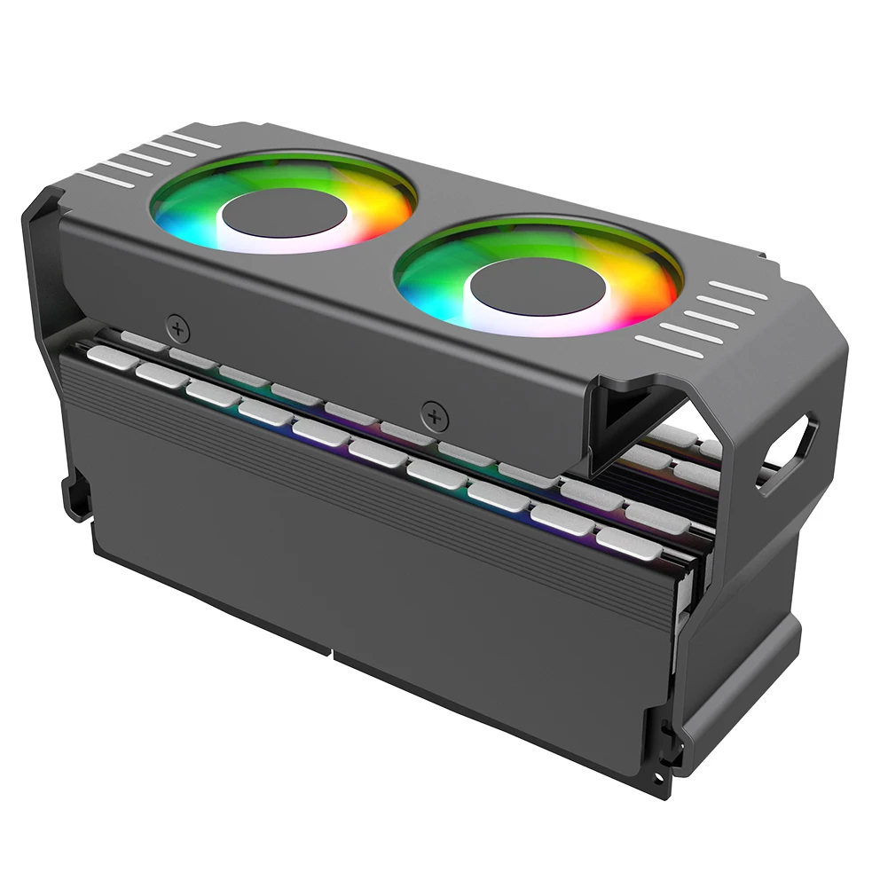 Refrigerador de memória ram com ventilador de refrigeração duplo 4pin pwm 5v 3pin argb ram dissipador de calor radiador de memória de pc com suporte para ddr3 ddr4 ddr5