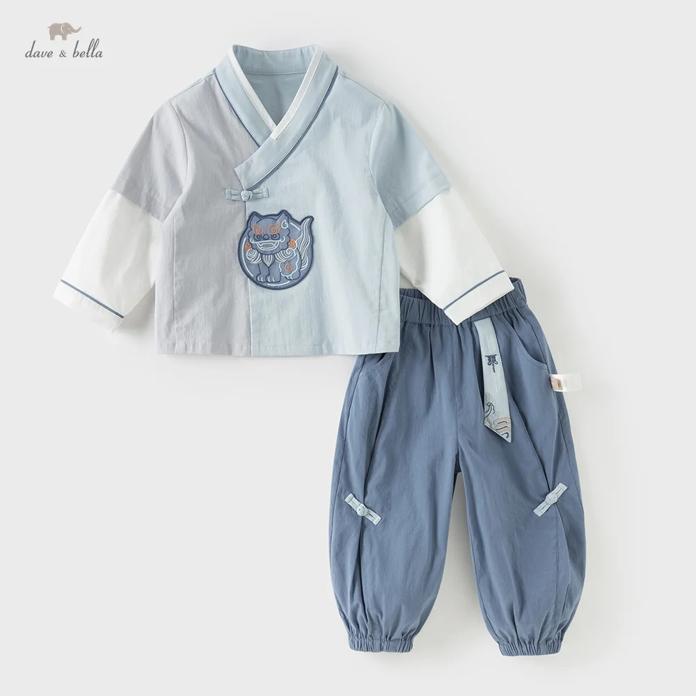 

Dave Bella Boys Sets Spring Autumn Children Shirt Trousers Suits Baby Chinese Style Pullover Elastic Pant Kids Clothes DB1260375