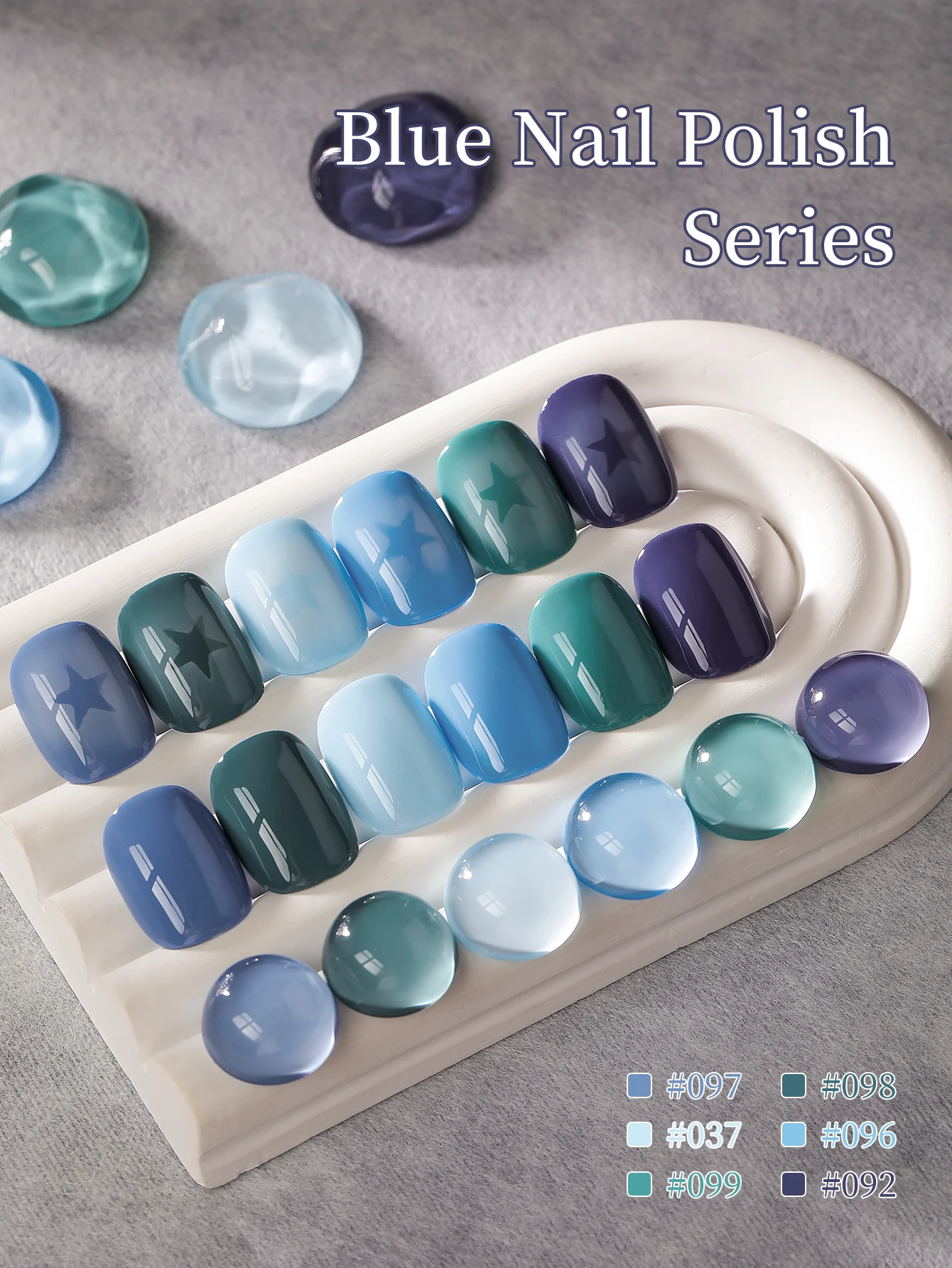 XEIJAYI 6 uds juego de esmaltes de uñas de Gel azul UV LED Gel de uñas en remojo, semipermanente, Gel de Arte de uñas de calidad de salón DIY para regalo de mujer