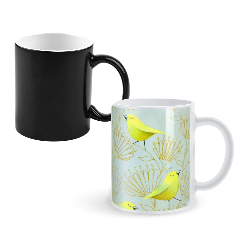 

Golden birdsCoffee Mugs And Mug Creative Color Change Tea Cup Ceramic Milk Cups Novelty Gifts