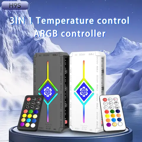 5V 3PIN ARGB HUB Computer Case Fan Divine Light Synchronous PWM Smart Temperature Control 9-Port Hub Remote Control for PC Case