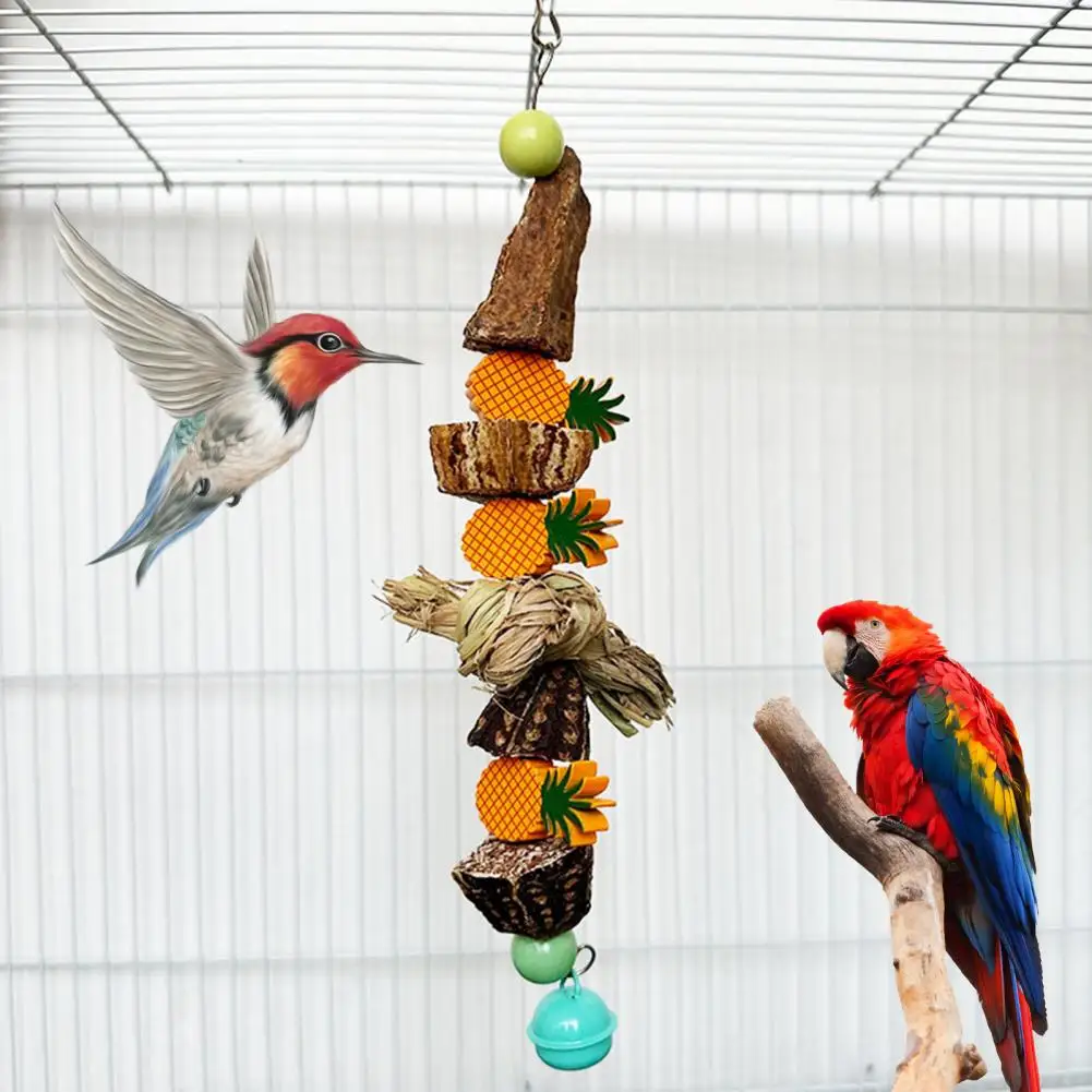 Bird Toy Bite Resistant Parrot Bite Toy Anti-fade with Bell Bird Chew Toy Star Fruit Pineapple Parrot Toy Parrot Cage Bite Toy