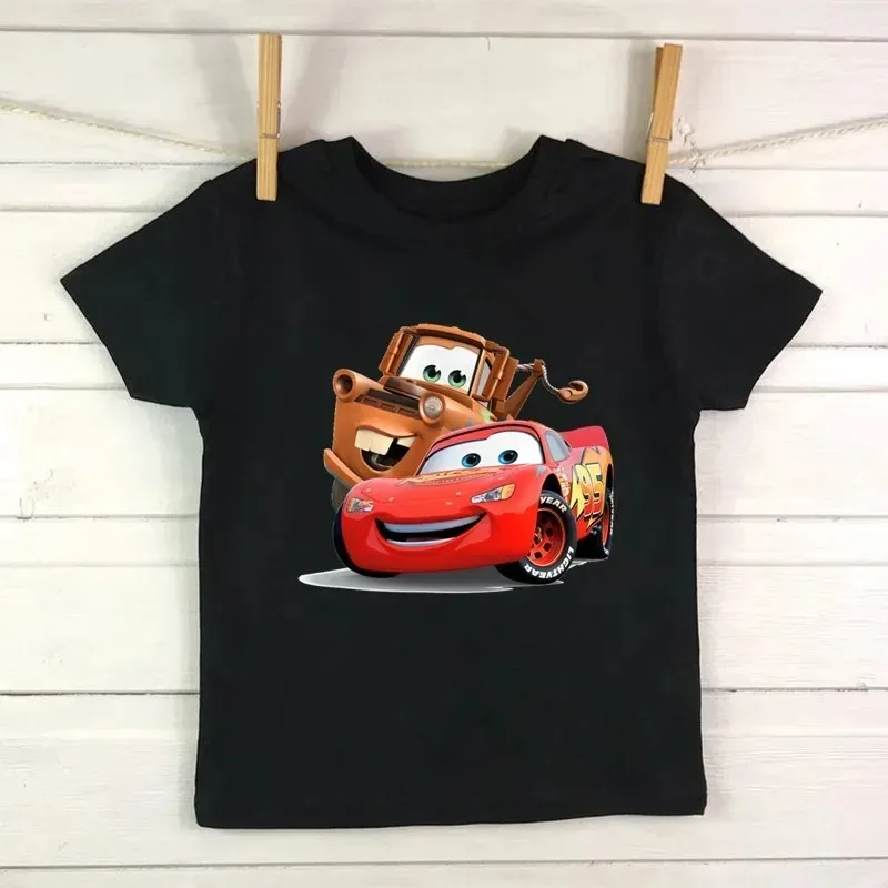 Disney Kids T Shirt Car Pixar Lightning McQueen Cartoon Graphic Baby Girls Clothes Cotton Boys T-Shirts Summer Children T-Shirt