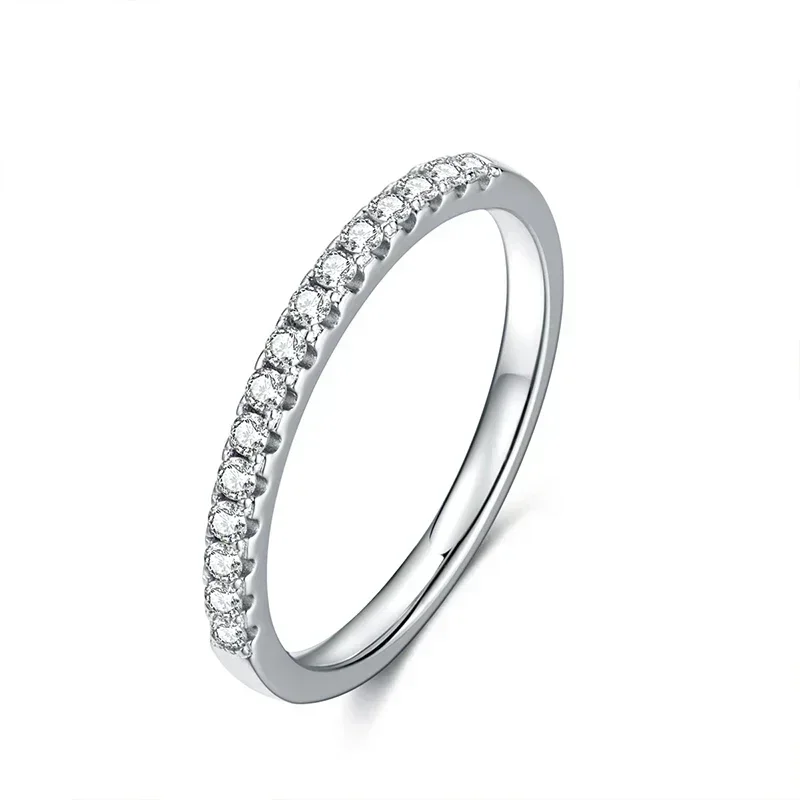 NeeTim Moissanit-Ring aus 925er-Sterlingsilber mit weißvergoldetem Labordiamant, Ewigkeitsring, Verlobungs- und Eheringe für Frauen
