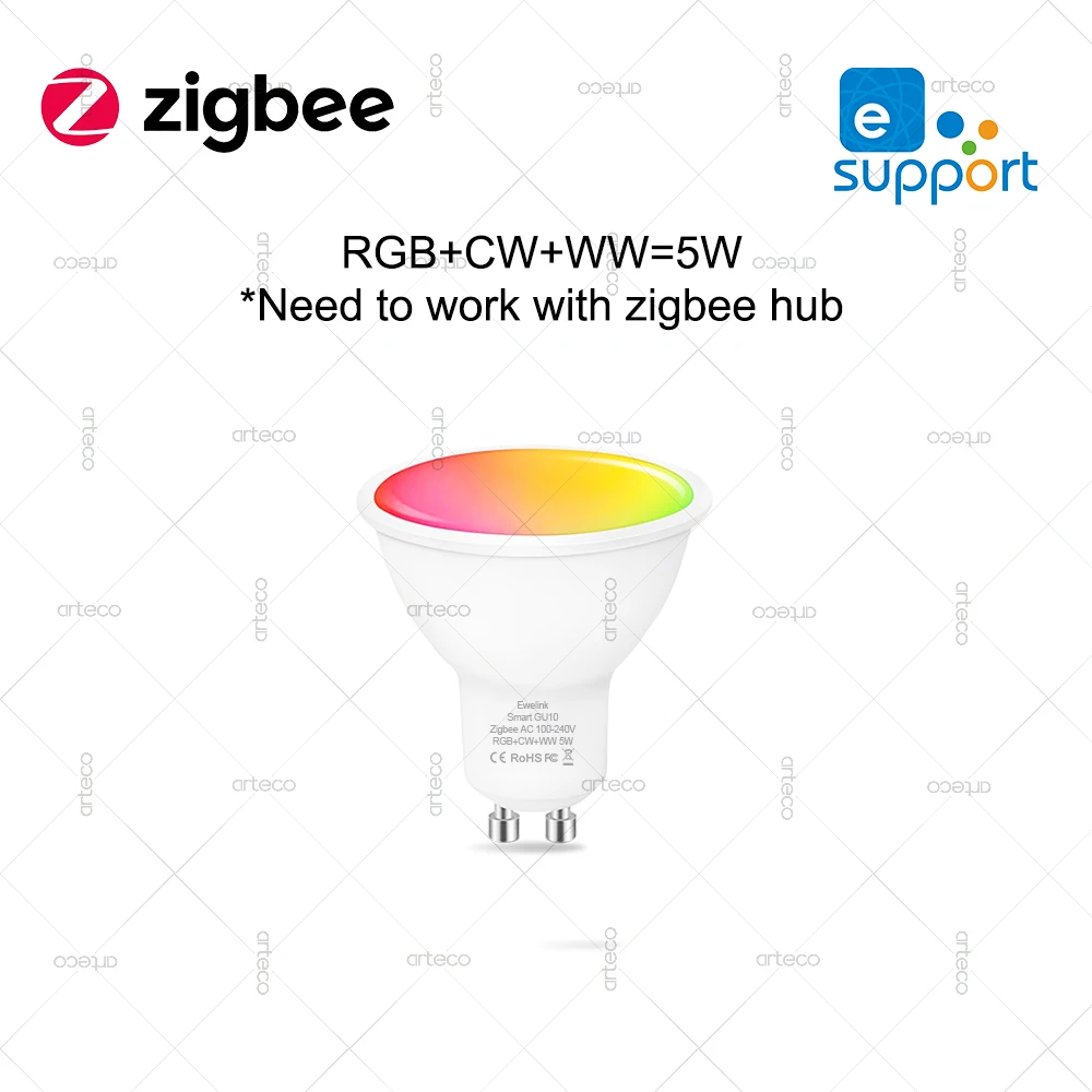 EWelink E27 E14 GU10 Smart Bulb WiFi Zigbee, dimmbare LED-Glühbirne RGB CW-Lampe funktioniert mit Alexa Amazon Google Home Yandex Alice