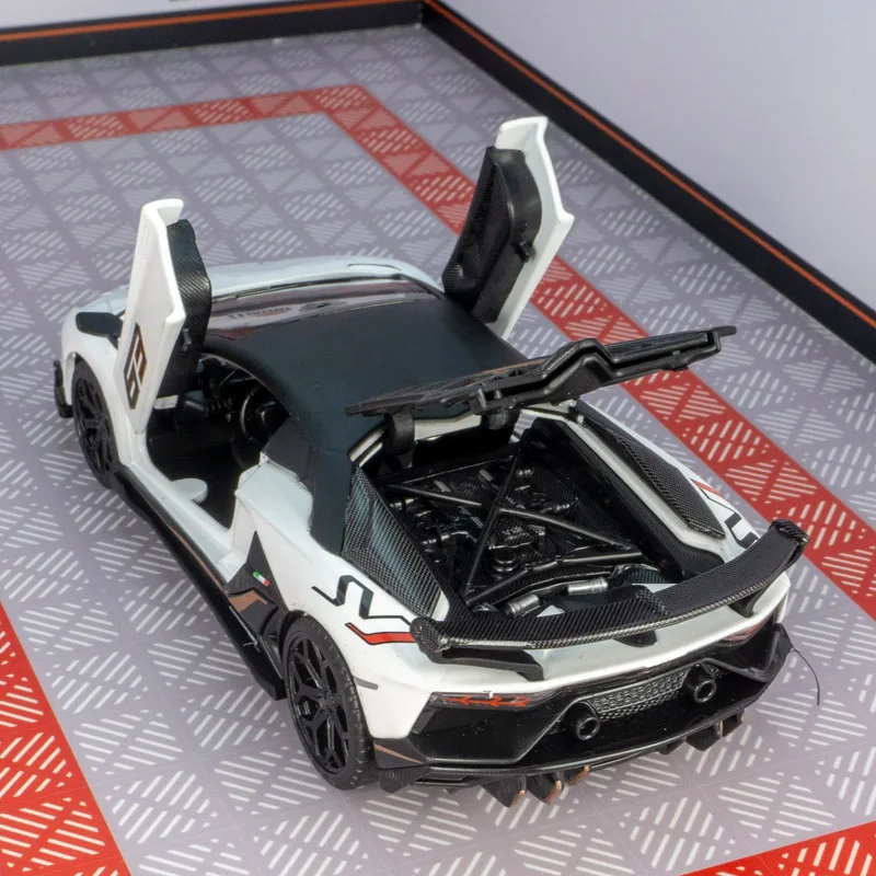 CCA 1:32 Lamborghini Aventado SVJ63 alloy super car model door can be opened has simulated sound and lighting functions