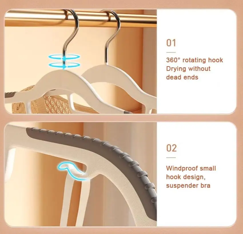 Hanger 10Pcs Anti-Slip Grey Multifunctional Wet and Dry Household Hanger Suitable for Hanging Storage Clothes Bedroom Ward image 6