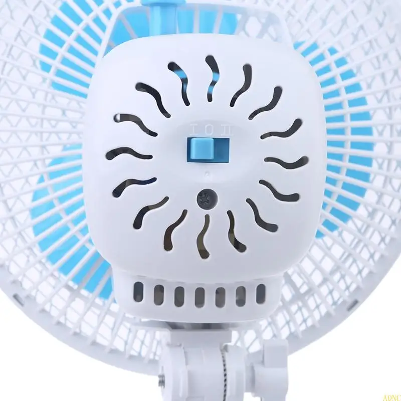 A0NC AC 220V 30W Quiet 2-Speed 9.4-inch Oscillating Table Fan Clip On Fan with 150cm Cable US Plug On Off Switch