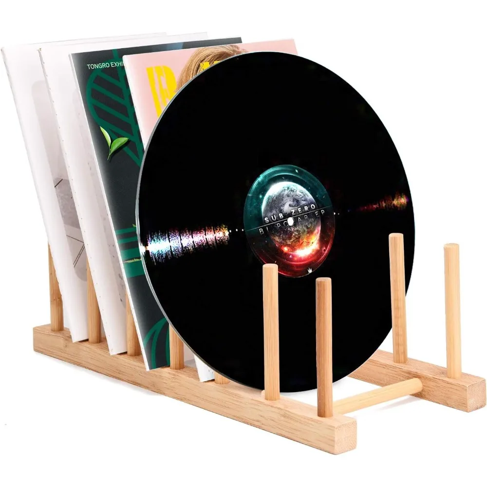 

Vinyl Record Storage Holder Stand Rack Eco Friendly Wooden CD Display Stand, Stackable Modern CD Holder Portable Countertop Desk