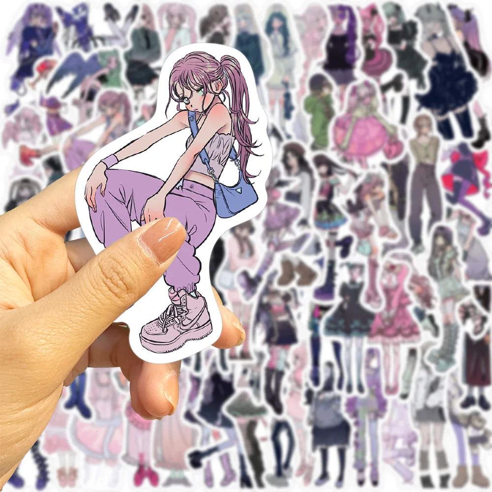 63Pcs Y2K Domi Lolita Girls Gothic Pink Stickers Cute Anime Aesthetic Decals Phone Case Laptop Stationery Car Toy Sticker